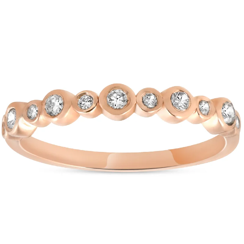 1/3ct Diamond Wedding Ring 14k Rose Gold Stackable Womens Anniversary Band