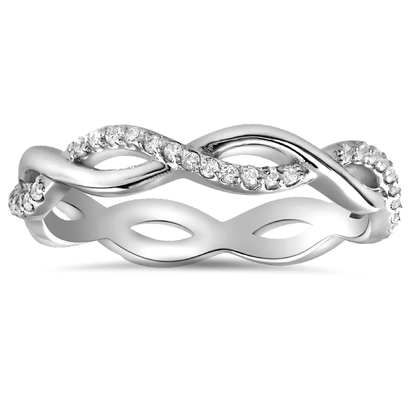 1/3cttw Diamond Infinity Eternity Wedding Ring Stackable 14k White Gold