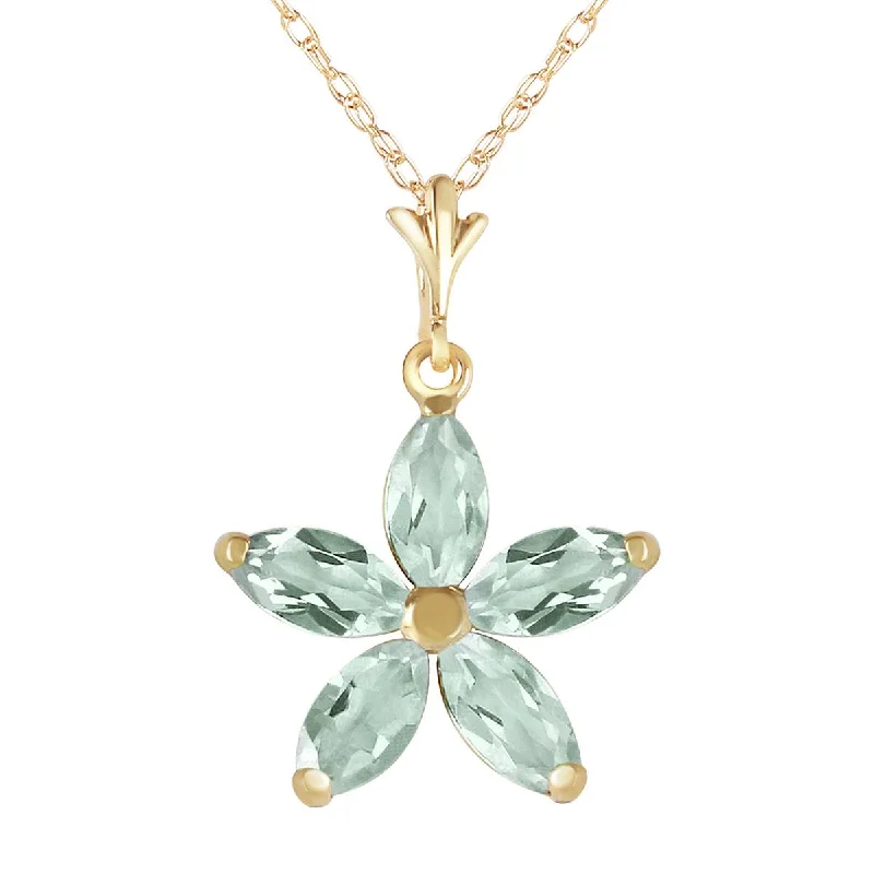 1.4 Carat 14K Solid Yellow Gold One Rainy Day Green Amethyst Necklace