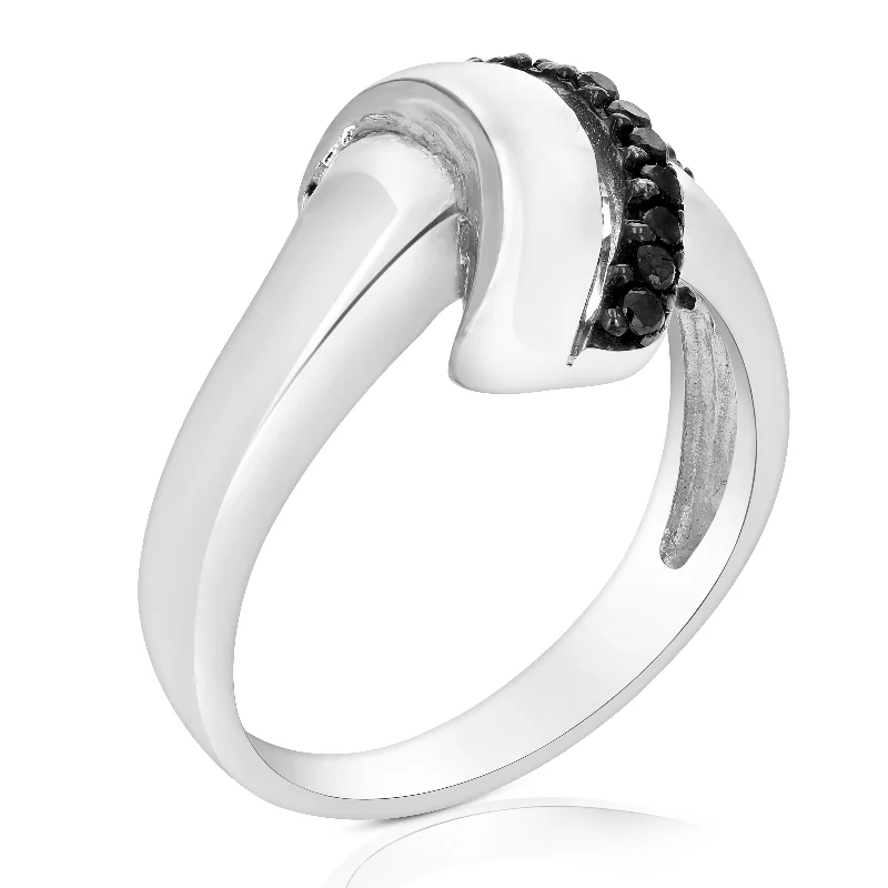 1/4 cttw Black Diamond Ring .925 Sterling Silver with Rhodium Plating