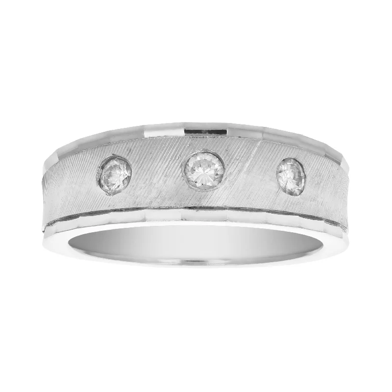 1/4 cttw SI2-I1 3 Stone 14K Gold Machine Set Diamond Wedding Band