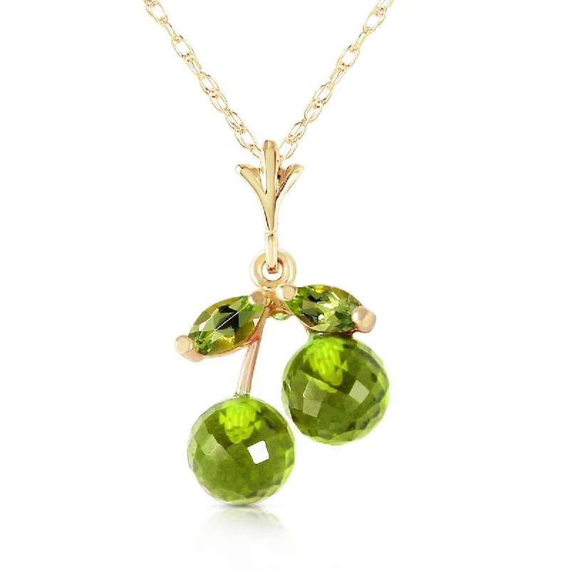 1.45 Carat 14K Solid Yellow Gold Rock The Grass Peridot Necklace