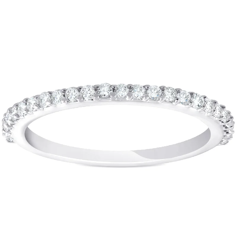 1/4ct Diamond Wedding Ring 14k White Gold Stackable Womens Anniversary Band