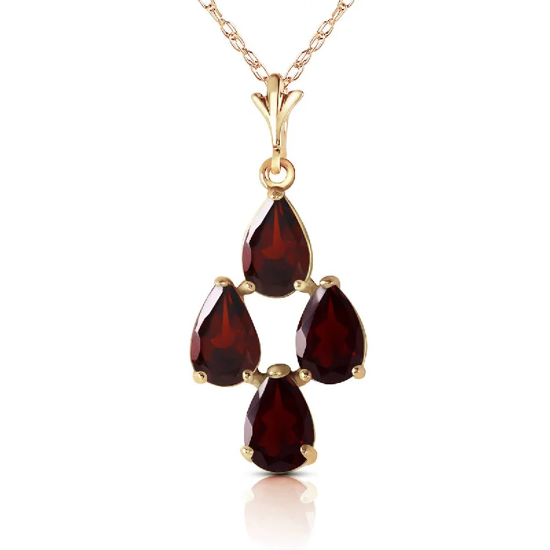 1.5 Carat 14K Solid Yellow Gold Vine Burst Garnet Necklace