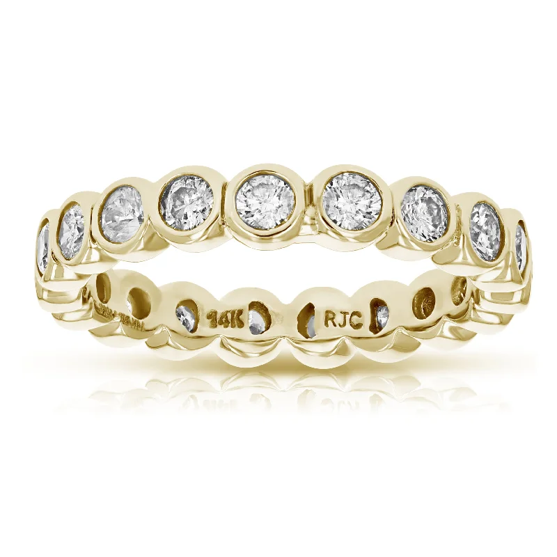 1.50 cttw Diamond Eternity Ring Wedding Band 14K White or Yellow Gold Bezel Set