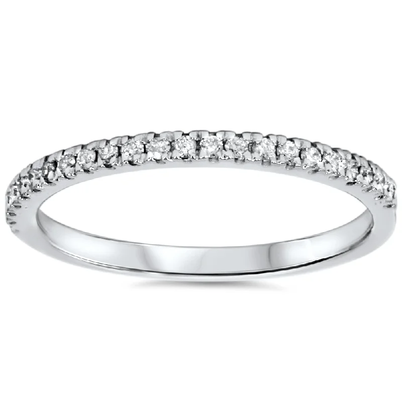 1/5ct Pave Diamond Wedding Ring 10K White Gold