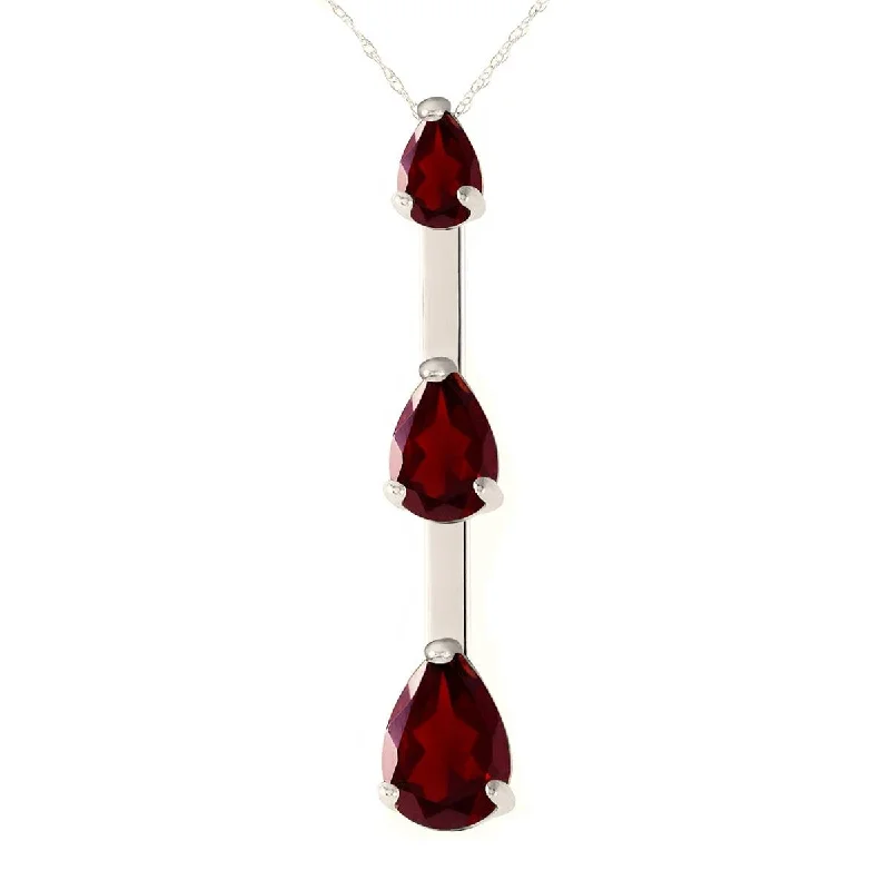 1.71 Carat 14K Solid White Gold Necklace Natural Garnet