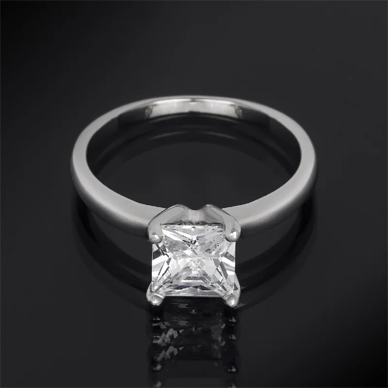 1 Carat CZ Women's Wedding Engagement Ring Solid Silver Sizes 5-10