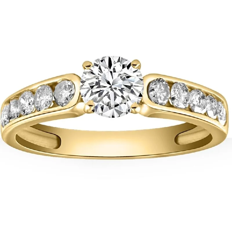 1 Ct Diamond Engagement Ring With Channel Set Accents in 10k Yellow Gold