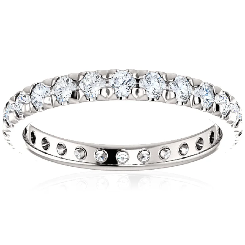 1 Ct Diamond Wedding Eternity Ring Lab Grown 14k White Gold