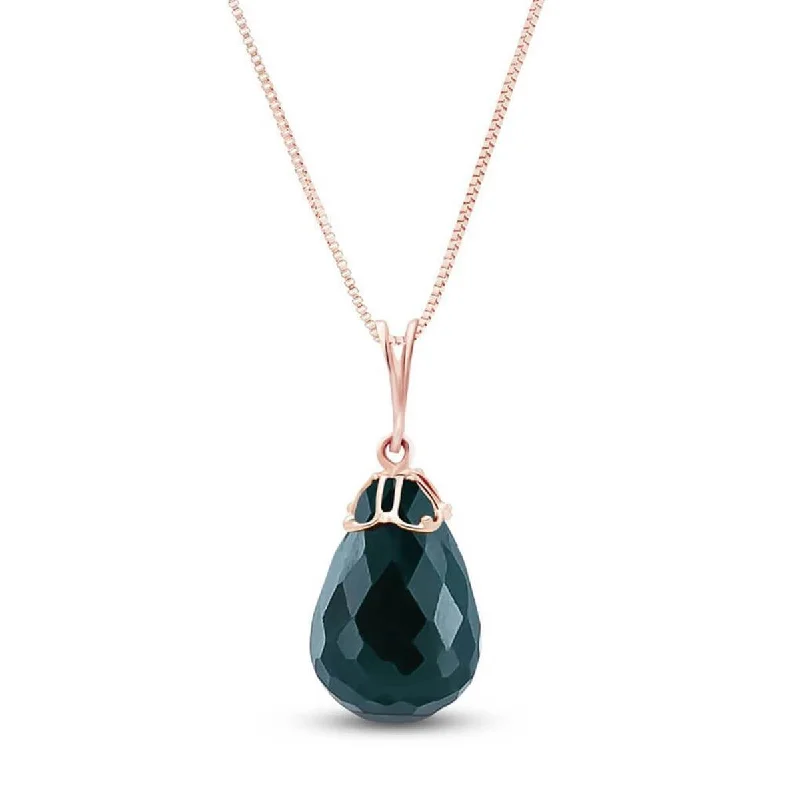 14.8 Carat 14K Solid Rose Gold Necklace Briolette Natural Emerald