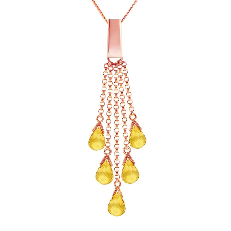 14K Solid Rose Gold Briolette Citrine Necklace Class