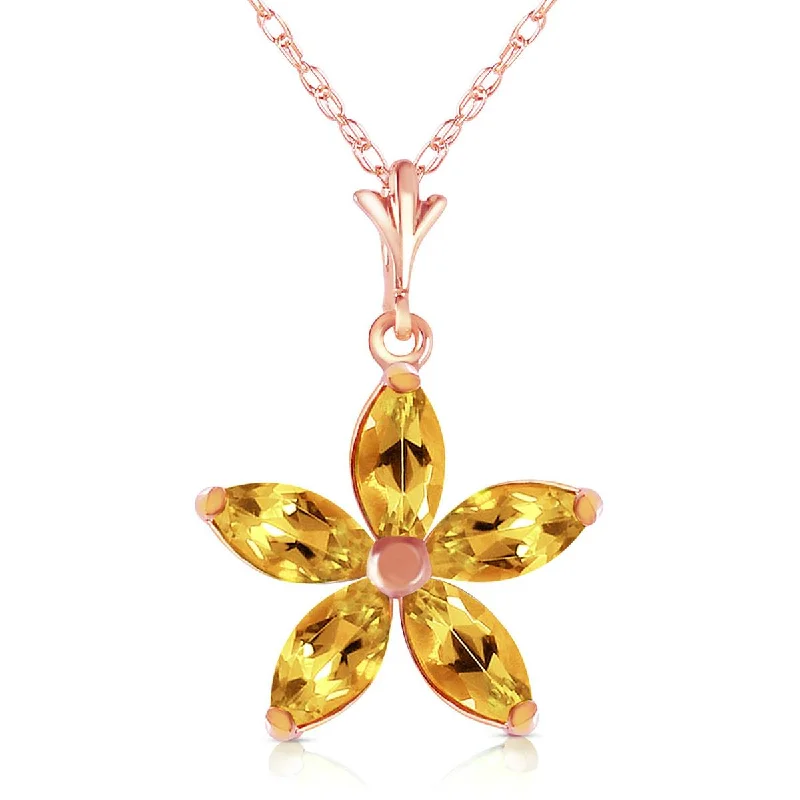 14K Solid Rose Gold Citrine Necklace Deluxe