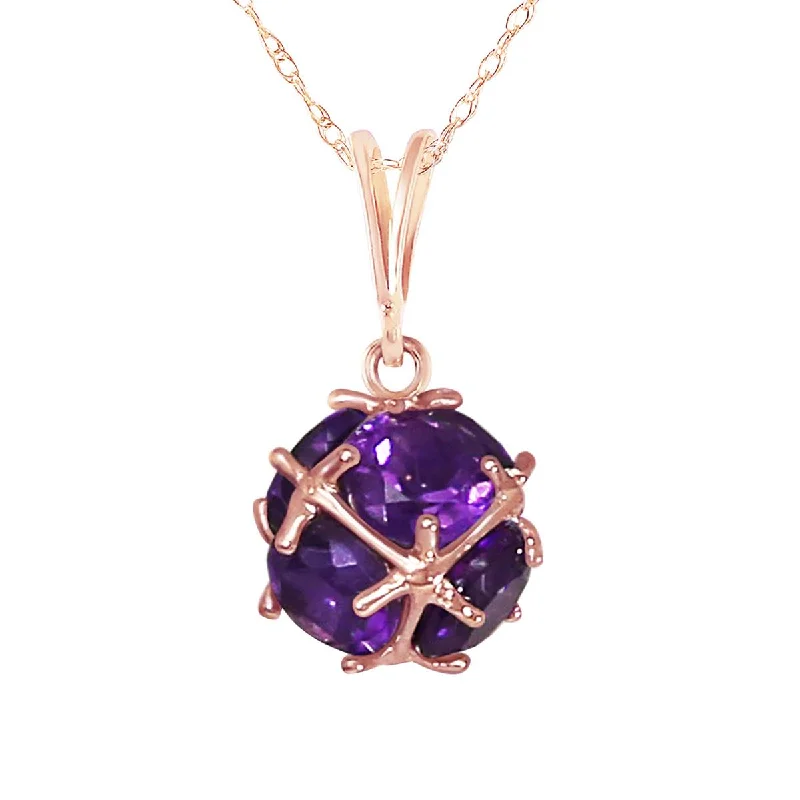 14K Solid Rose Gold Necklace w/ Natural Amethysts