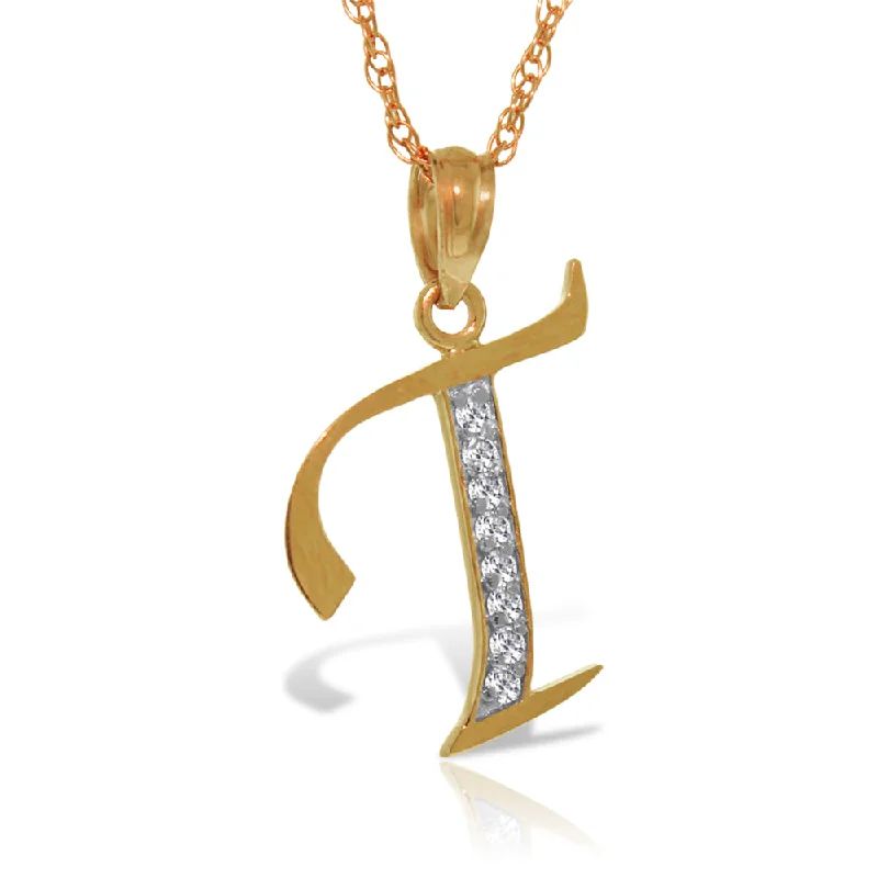 14K Solid Rose Gold Necklace w/ Natural Diamonds Initial 't' Pendant