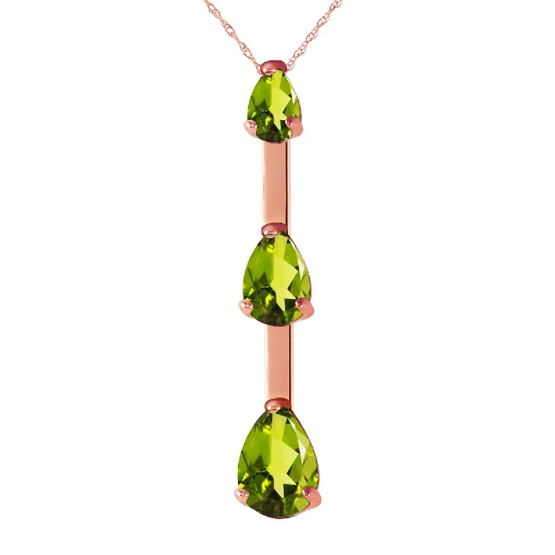 14K Solid Rose Gold Peridot Necklace Imperial