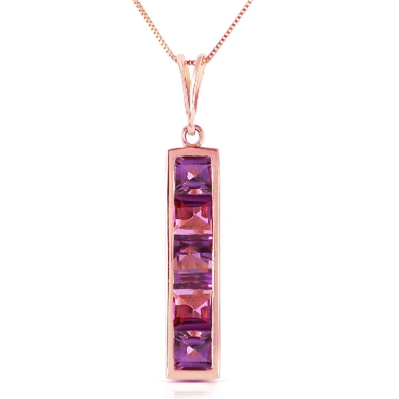 14K Solid Rose Gold Purple Amethyst Necklace Gemstone Series Imperial