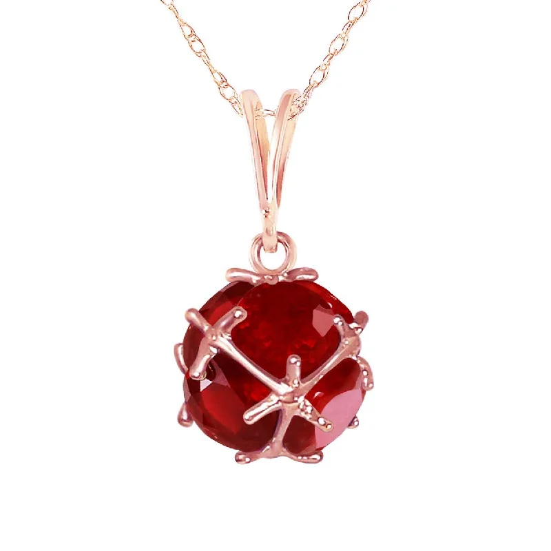 14K Solid Rose Gold Ruby Necklace Jewelry Royal