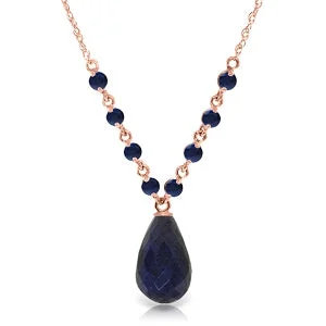 14K Solid Rose Gold Sapphire Necklace Genuine Imperial