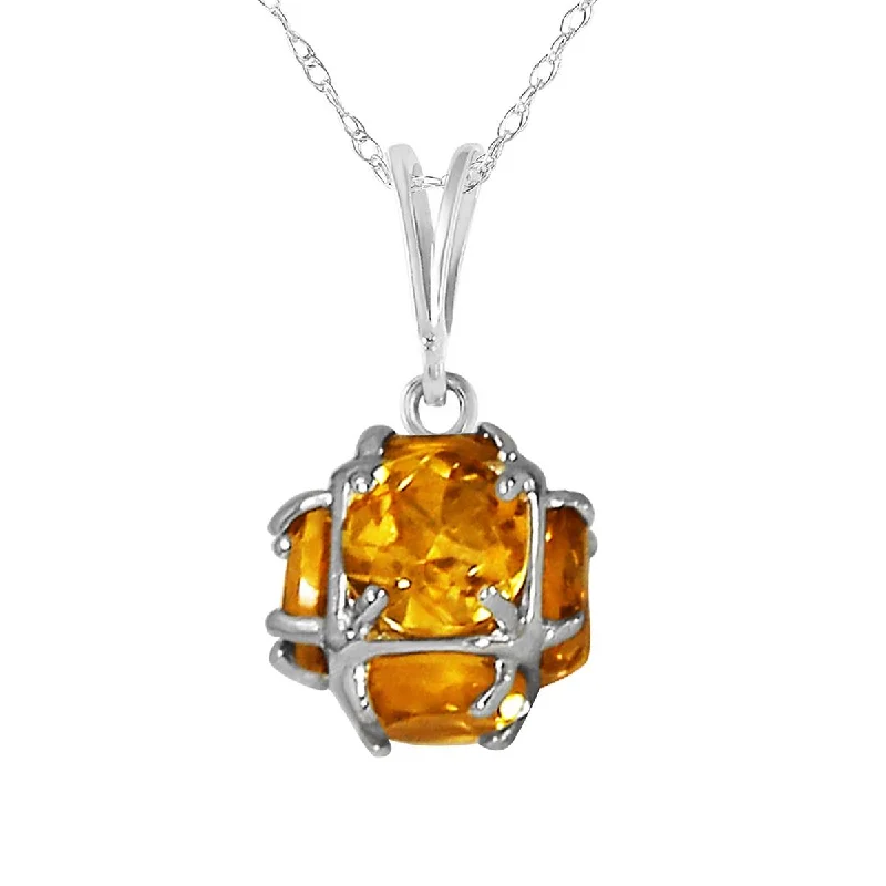 14K Solid White Gold Necklace w/ Natural Citrines