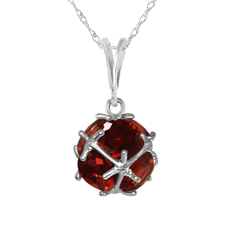 14K Solid White Gold Necklace w/ Natural Garnets