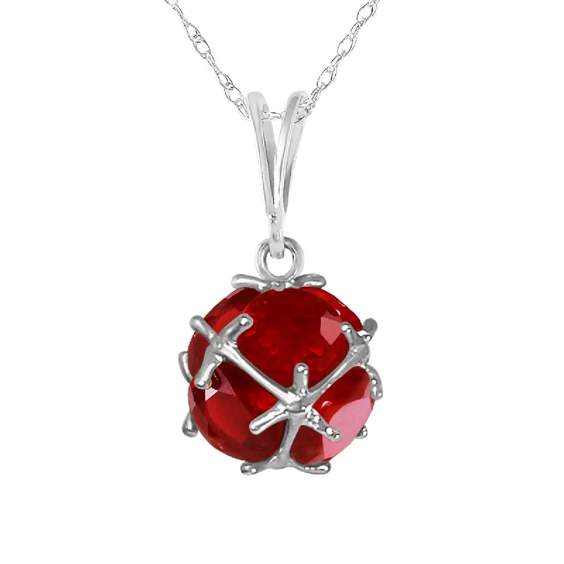 14K Solid White Gold Necklace w/ Natural Rubies