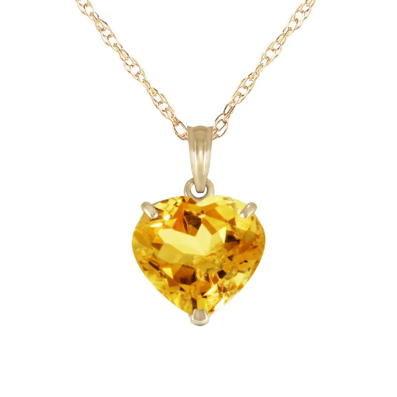 14K Solid Yellow Gold Necklace w/ Natural 10mm Heart Citrine