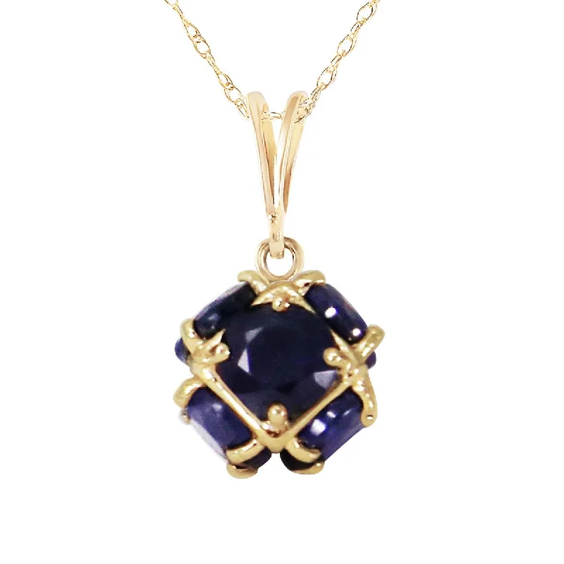 14K Solid Yellow Gold Necklace w/ Natural Sapphires