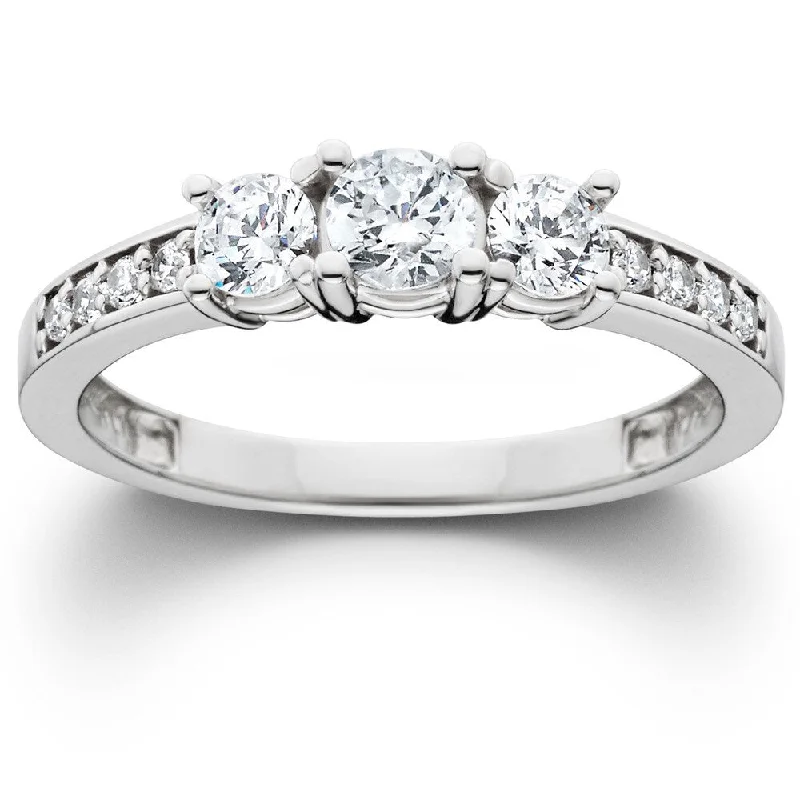 14k White Gold 1 ct TDW Diamond 3-stone Engagement Ring