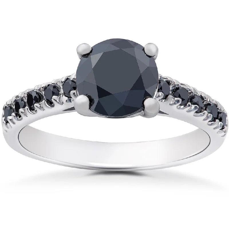 14k White Gold 2 1/4ct TDW Black Diamond Engagement Ring