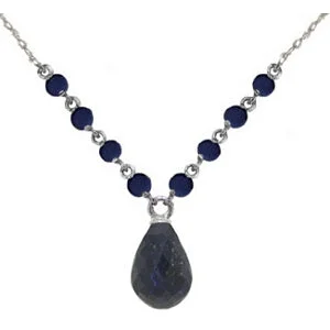 15.8 Carat 14K Solid White Gold In Abundance Sapphire Necklace