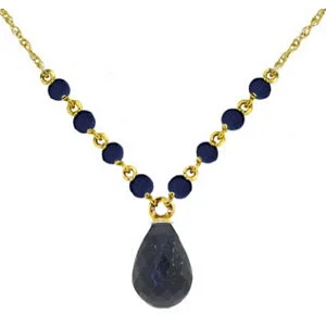 15.8 Carat 14K Solid Yellow Gold Light In Darkness Sapphire Necklace