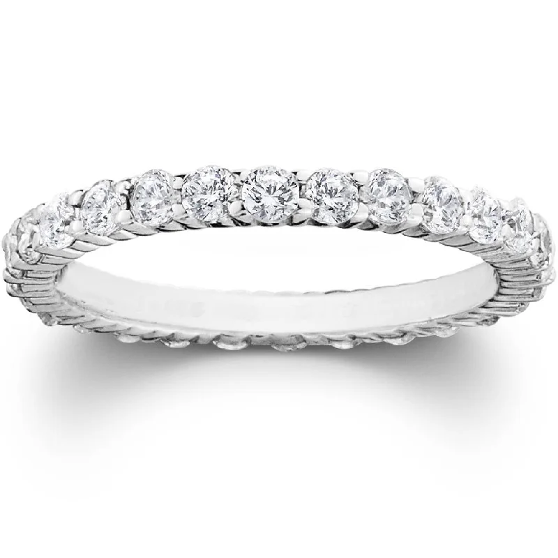 1ct Diamond Eternity Wedding Ring in 14k White, Yellow, Rose Gold, or Platinum