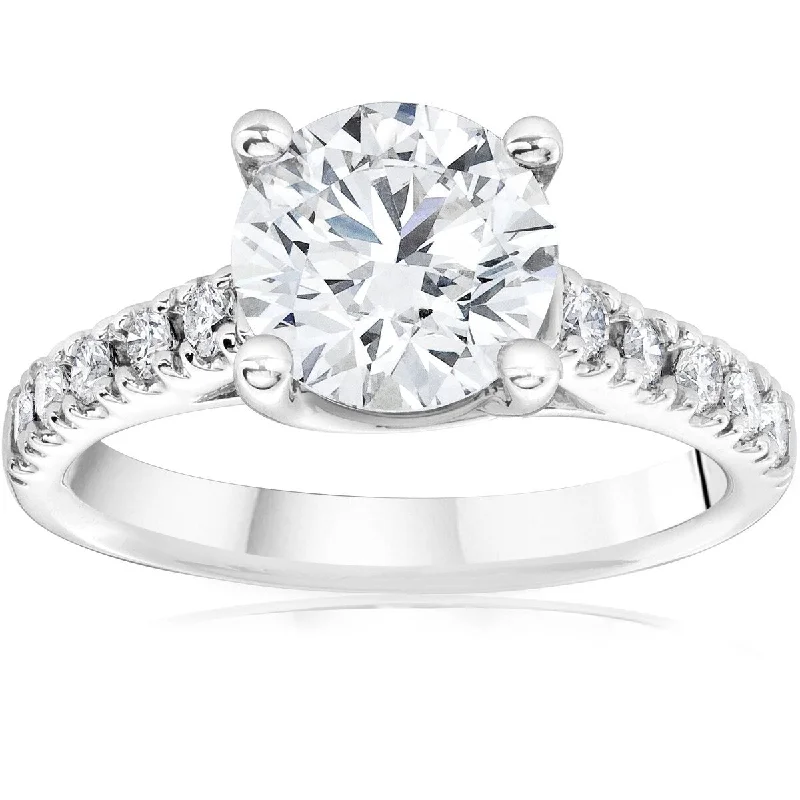 2 1/2 Ct Diamond Engagement Ring Lab Grown 14k White Gold