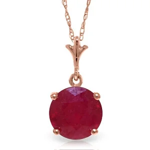 2.25 Carat 14K Solid Rose Gold Single Round Ruby Necklace