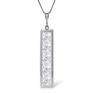 2.25 Carat 14K Solid White Gold Moon Slides By White Topaz Necklace