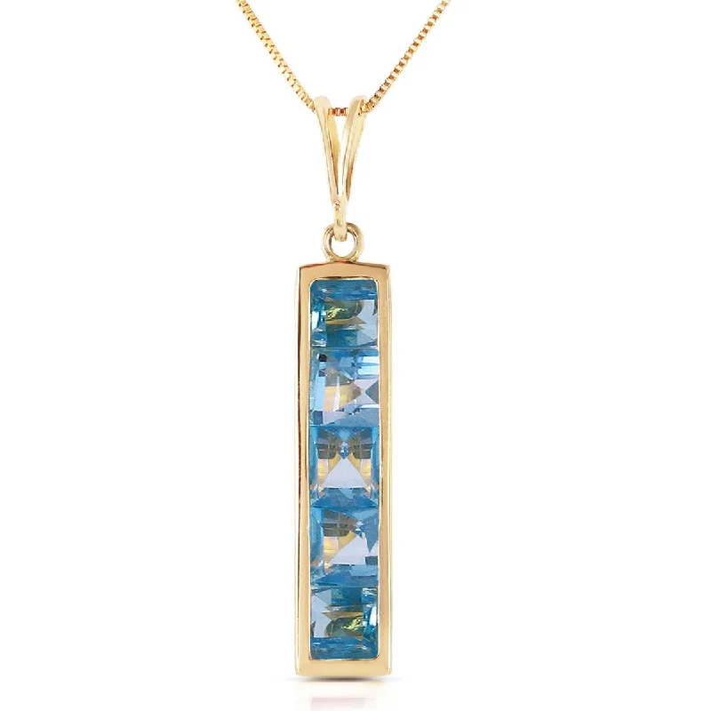 2.25 Carat 14K Solid Yellow Gold Unbound Blue Topaz Necklace