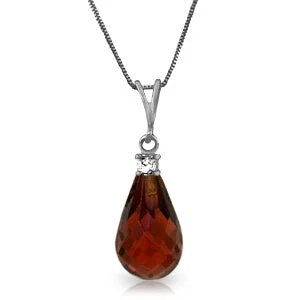 2.3 Carat 14K Solid White Gold Ask Again Garnet Diamond Necklace