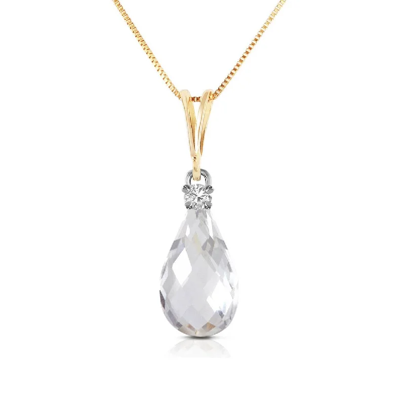 2.3 Carat 14K Solid Yellow Gold Abounding Grace White Topaz Necklace