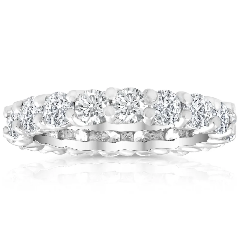 2 Ct Lab Created Moissanite Eternity Ring Womens Wedding Band 14k White Gold