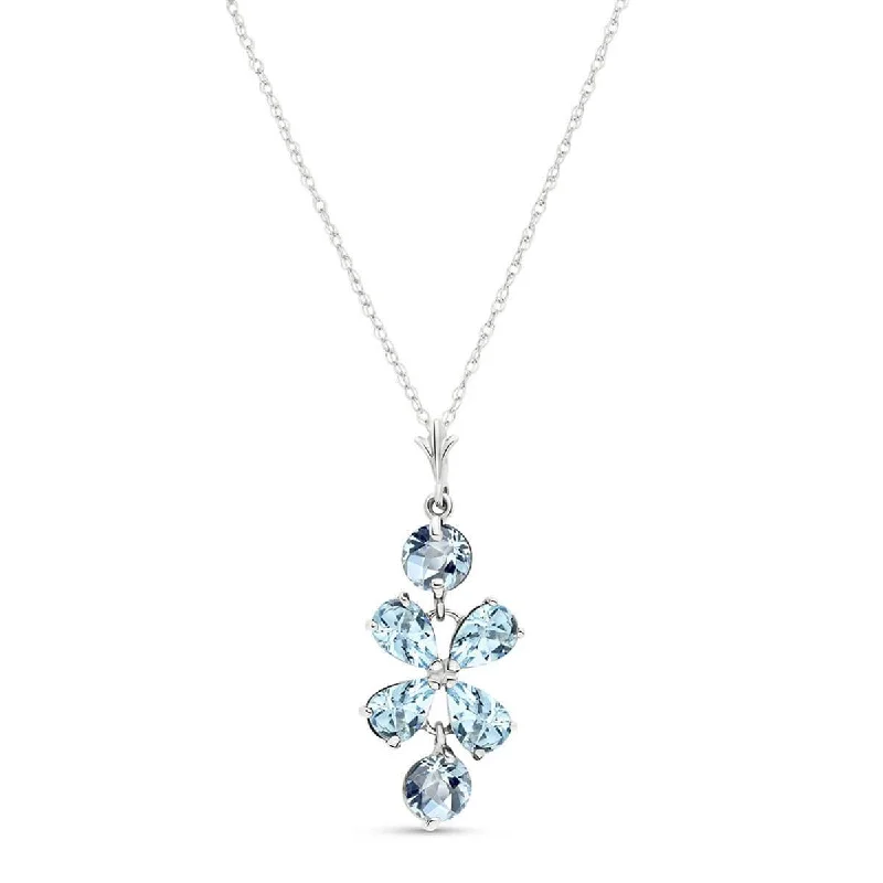 3.15 Carat 14K Solid White Gold Necklace Aquamarine