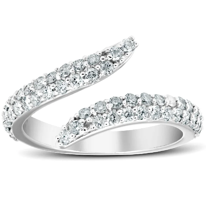 3/4 Ct Diamond Viper Ring Womens 14k White Gold