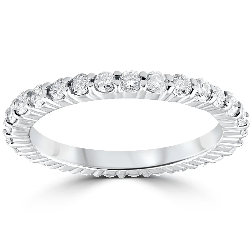 3/4ct Diamond Eternity Wedding Ring 14k White Gold Lab Created