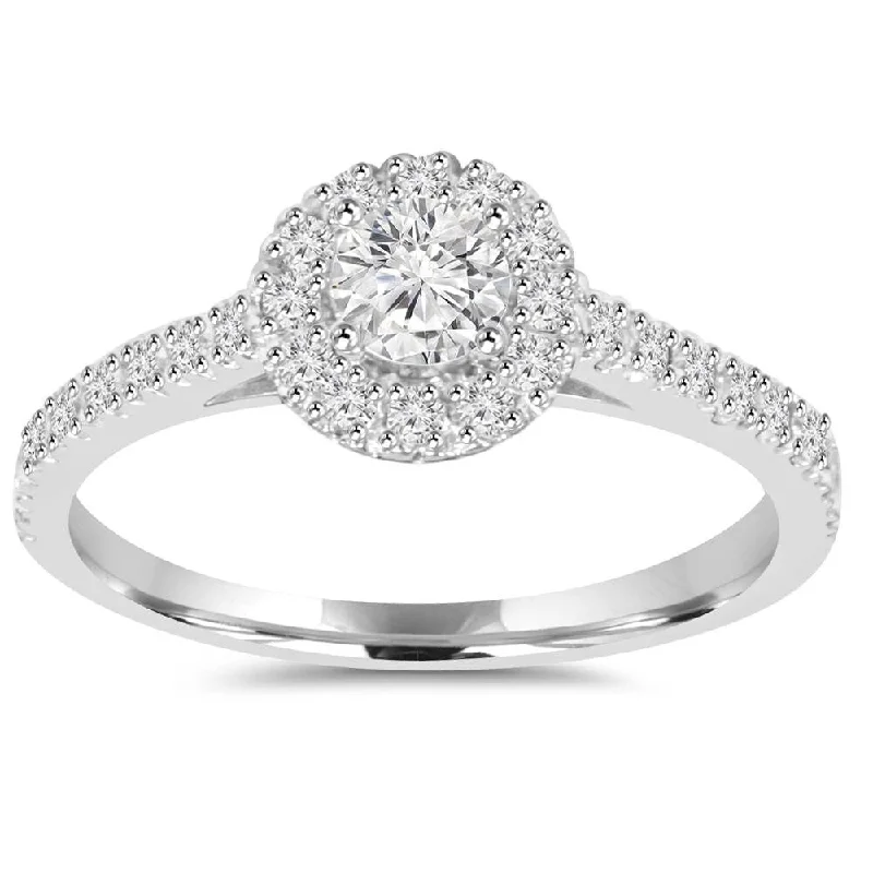 3/4ct Lab Grown Hao Diamond Engagement Ring Eco-Friendly 14K White Gold