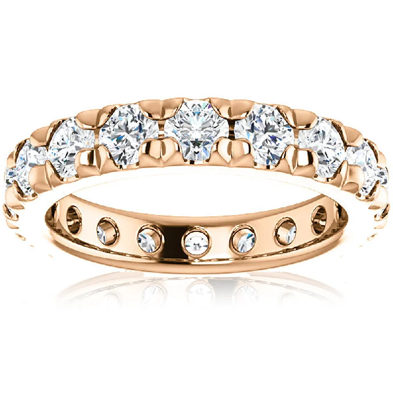 3 5/8 Diamond Pave Set Eternity Wedding Ring 14k Rose Gold