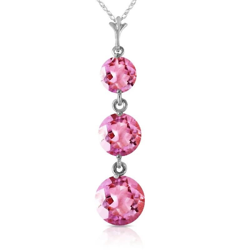 3.6 Carat 14K Solid White Gold Necklace Natural Pink Topaz