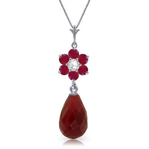 3.83 Carat 14K Solid White Gold Necklace Natural Ruby Diamond