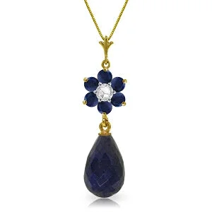 3.83 Carat 14K Solid Yellow Gold New Chapter Sapphire Diamond Necklace