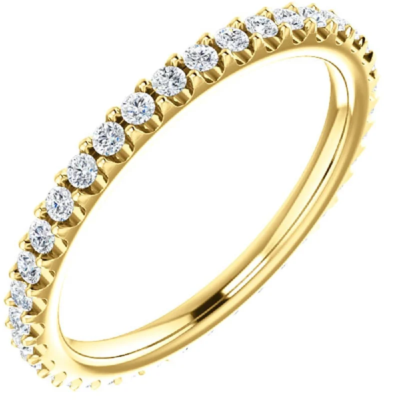 3/8ct Diamond Eternity Ring Yellow Gold Womens Stackable Wedding Band