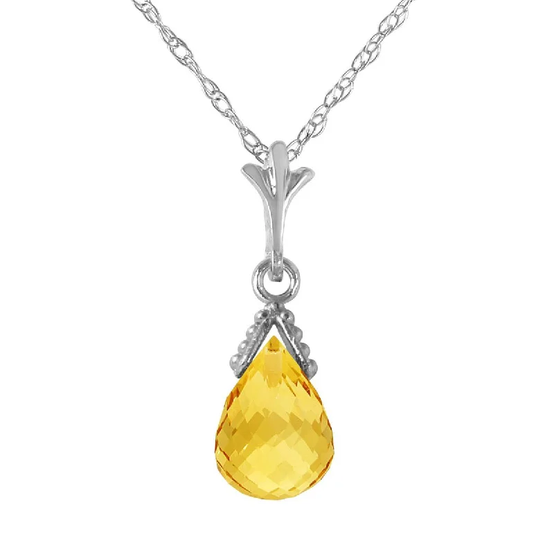 4.5 Carat 14K Solid White Gold Necklace Briolette Citrine